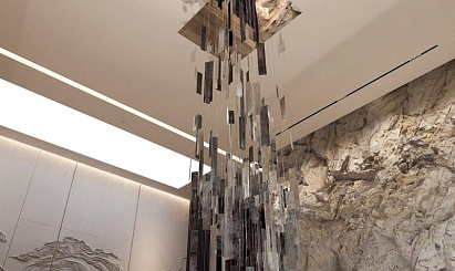 Система подъема люстры на 4х тросах. Барвиха.